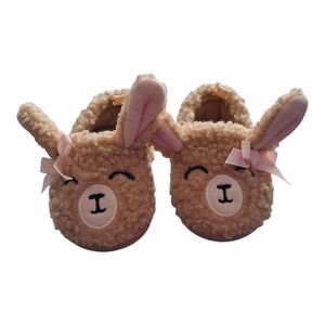 Wonder Nation Baby Girls Farm Animal Slippers, Tan and Pink Size 2